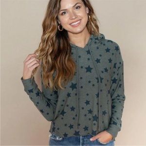 Chaser Navy Star Hoodie in Olive Green